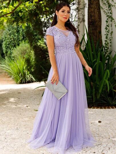 VESTIDO DE FESTA LONGO CASAMENTO MADRINHA  MANGA COM RENDA E TULE