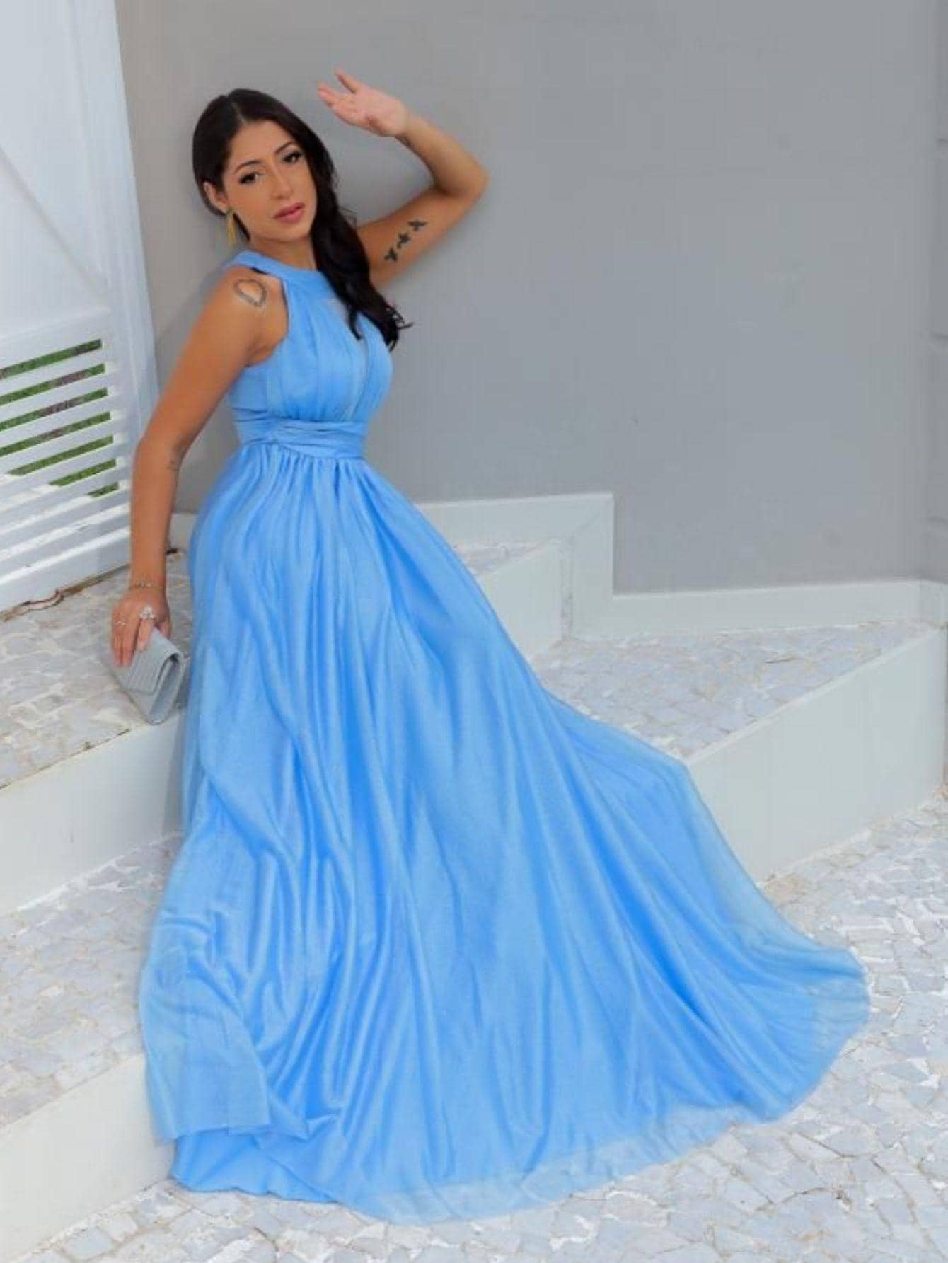 Women Dresses - 淺藍色 - 查看 2