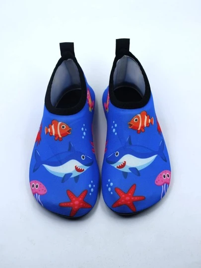Boys' Water Shoes/Kids Water Shoes - Ultra-Light, Non-Slip, Anti-Cut, Suitable For Beach Adventures, Quick-Drying Guaranteed. Cartoon Shark Design, Children's Water Park, Swimming, Breathable Quick-Dry Beach, Snorkeling, Non-Slip Water Shoes, Soft Bottom Water Socks For Girls