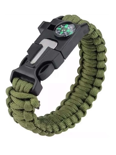 Pulsera Senderismo Campismo Supervivencia Pedernal Brújula, Silbato