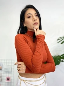 Women Tops - 亮橙色 - 查看 3