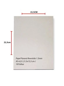 Papel Paraná Revestido 1.5mm A5+0,5 ( 21,5x15,5 cm ) - 18 Folhas - Cinza - Visão 2