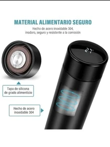 Termo Inteligente Botella de Agua Termos para Café Vaso Térmico Acero Inoxidable Termo Digital para Agua Caliente Fría Taza Termica Regalo para Hombre Mujer Botella para Exteriores Oficina Hogar Deporte - Negro - Ver 2