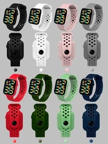 Reloj Led Digital Touch Hombre Mujer Luminoso Resistente - Azul Marino - Ver 4