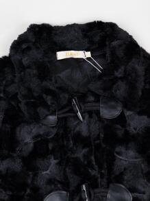Saco peludo de moda para mujer con frente abierto - Negro - Ver 3