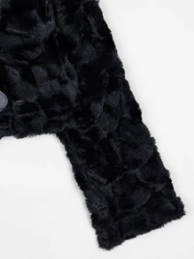 Saco peludo de moda para mujer con frente abierto - Negro - Ver 4