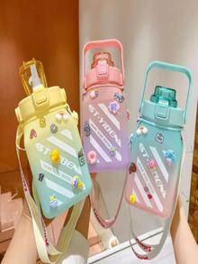 1500 Ml Fashion Motivational Glass, Drink More Water Water Bottle, Water Bottle With Stickers To Decorate - Multicolor - View 2