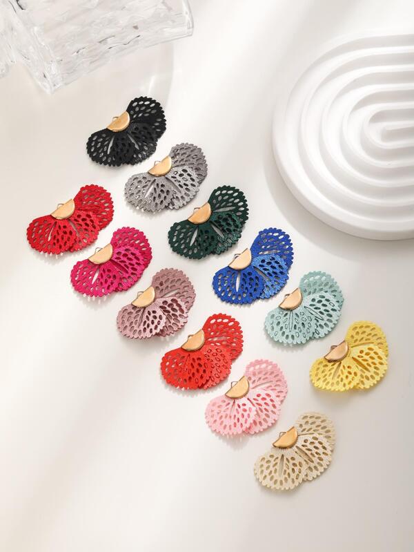12 piezas/set Colgante DIY de color al azar de moda acrílico hoja para mujeres para la fabricación de joyas de bricolaje