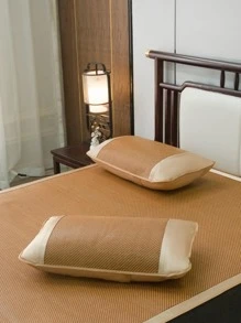 Bộ chăn ga gối đệm mùa hè 2/3 chiếc, Thảm dệt tạo cảm giác mát mẻ, Thảm ngủ thoáng khí và thoải mái có vỏ gối, Thiết kế đơn giản và thân thiện với da - Cà phê nâu - Xem 5