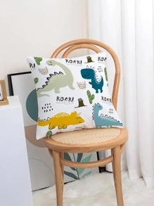 1pc Cartoon Dinosaur Pattern Pillow Cover, No Pillow Insert, Modern Fabric Plush Printed Cushion Cover Suitable For Sofa, Bedroom, Home Decor, Without Filling - Multicolor - View 7