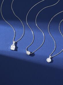 Hihho 3 piezas de forma geométrica con incrustaciones de diseño creativo para mujer, conjunto de collar, regalo de joyería de lujo - Plateado - Ver 3