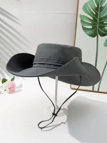 Men Solid Bucket Hat - Grey - View 1