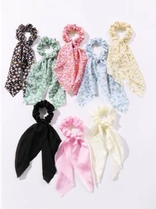 8入組碎花飄帶髮圈 - 彩色 - 查看 2