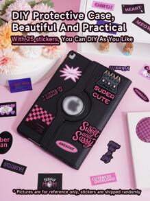 1 个可旋转保护壳，带 DIY 贴纸，适用于 iPad 7/8/9（10.2 英寸）、iPad Mini 4/5/6 - 黑色 - 查看 5