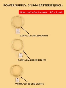 4入組10/20/30 LED 1/2/3M銅燈串家居裝飾燈簾 - 黃色 - 查看 5