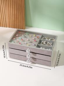 Acrylic Clear Three-layer Jewelry Box - Grey - View 1