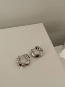 Pendientes de aro con textura diseño - Plateado - Ver 6