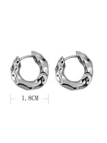 Pendientes de aro con textura diseño - Plateado - Ver 7