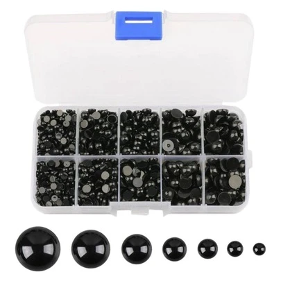 DUWEN Mắt đen 4-10mm Mắt búp bê nhựa tròn dẹt cho gấu bông Đồ chơi mềm Búp bê động vật Amigurumi Phụ kiện tự làm