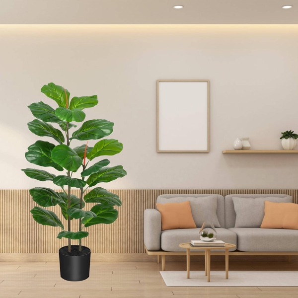 Artificial Fiddle Leaf Fig Tree 39" Tall Fake Plant in Pot with 27