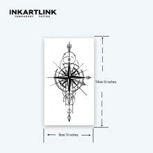 Inkartlink一個指南針和星座草本汁暫時性刺青貼紙,15天的真實半永久紋身,持久1-2週 - 黑色 - 查看 4