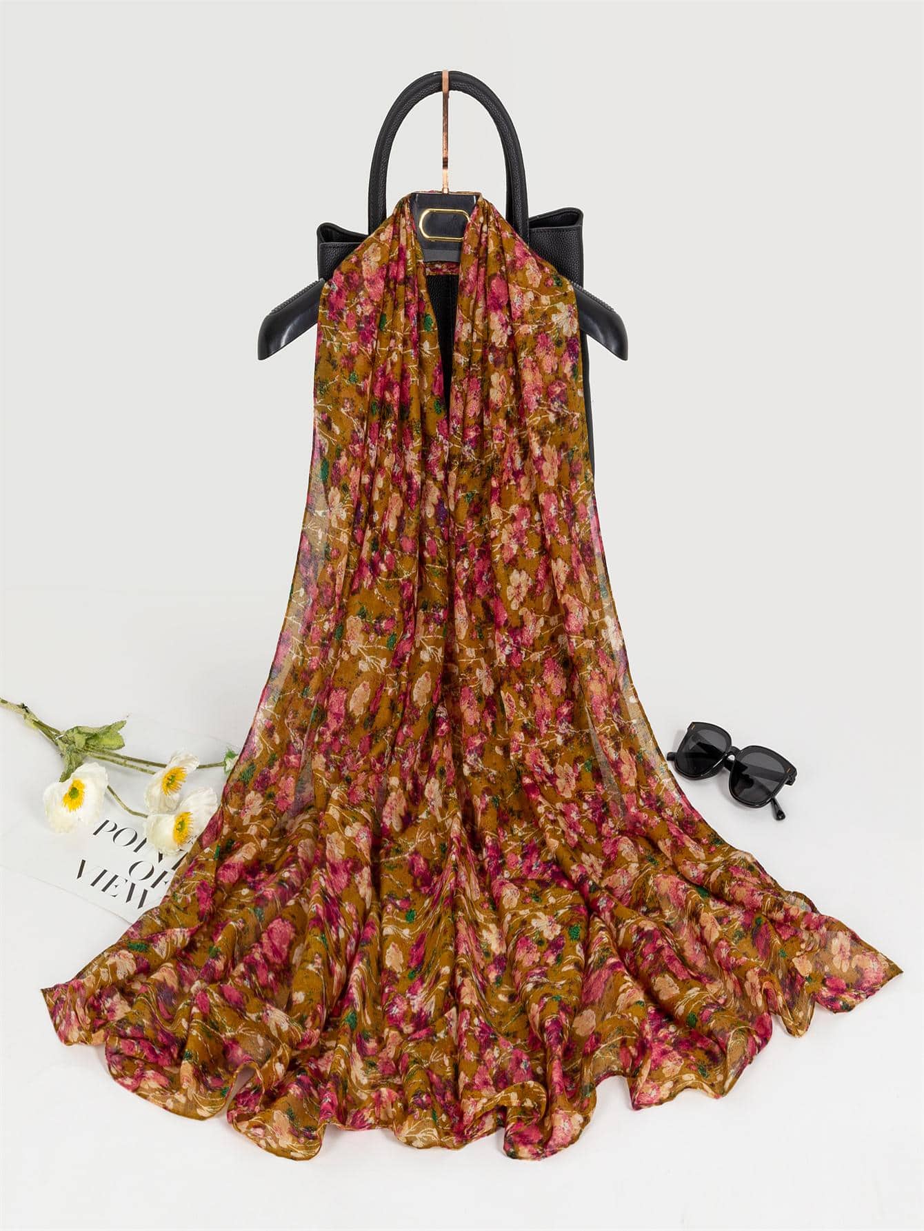 Floral Print Scarf - Multicolor - View 1