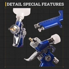 YOULUN 1 Pc HVLP Spray Gun, 0.8mm Nozzle, Gravity Feed Air Spray Gun With 125ml Cup, Cleaning Brush, Aircap, And White Filter, Suitable For Wall Painting, Automotive Primer Coating, Furniture Surface Painting, Etc.