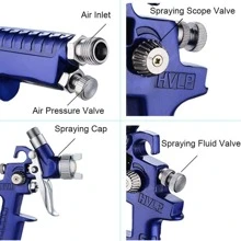 YOULUN 1 Pc HVLP Spray Gun, 0.8mm Nozzle, Gravity Feed Air Spray Gun With 125ml Cup, Cleaning Brush, Aircap, And White Filter, Suitable For Wall Painting, Automotive Primer Coating, Furniture Surface Painting, Etc.