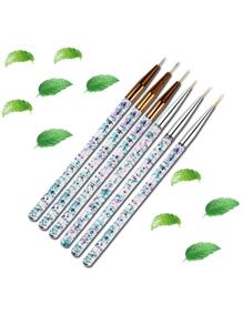 Pincel para trazos finos*3+Cuchara para orejas*1+Pizarra para raspar*1 Mano Alzada Nail Art Uñas Gel - Blanco - Ver 2