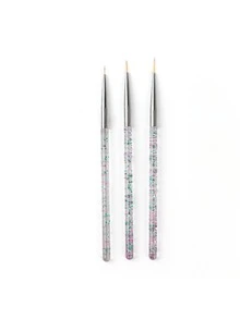 Pincel para trazos finos*3+Cuchara para orejas*1+Pizarra para raspar*1 Mano Alzada Nail Art Uñas Gel - Blanco - Ver 6