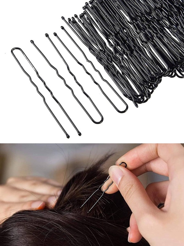150pcs Bold Black Ushape Hair Pins For Bun/messy Hairstyle, Ushaped