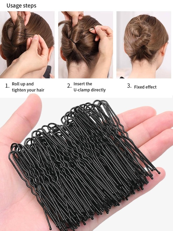 150pcs Bold Black Ushape Hair Pins For Bun/messy Hairstyle, Ushaped