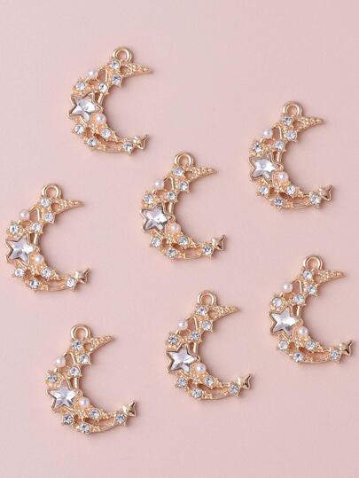 10 ピース/セットクリエイティブ亜鉛合金キュービックジルコニア & スター装飾ムーン DIY ペンダント女性のための DIY ジュエリーメイキング