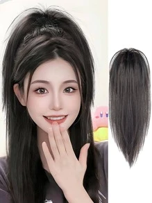 抽繩短直筒馬尾合成纖維接髮 - 黑色 - 查看 1