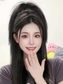 抽繩短直筒馬尾合成纖維接髮 - 黑色 - 查看 3