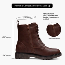 Women's 25 Combat Ankle Boots Lace Up Inner Zipper Mid Calf Booties For Lady
