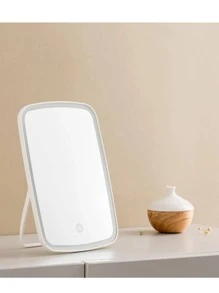 Espejo de luz LED con iluminación, tocador inteligente de maquillaje para dormitorio, recargable - Blanco - Ver 3