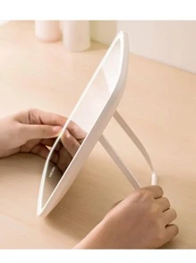 Espejo de luz LED con iluminación, tocador inteligente de maquillaje para dormitorio, recargable - Blanco - Ver 2