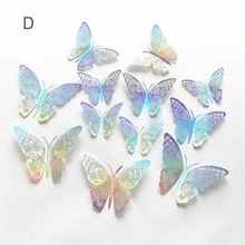 12pcs Colorful Hollow Out 3d Butterfly Stickers - Multicolor - View 4