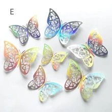 12pcs Colorful Hollow Out 3d Butterfly Stickers - Multicolor - View 5