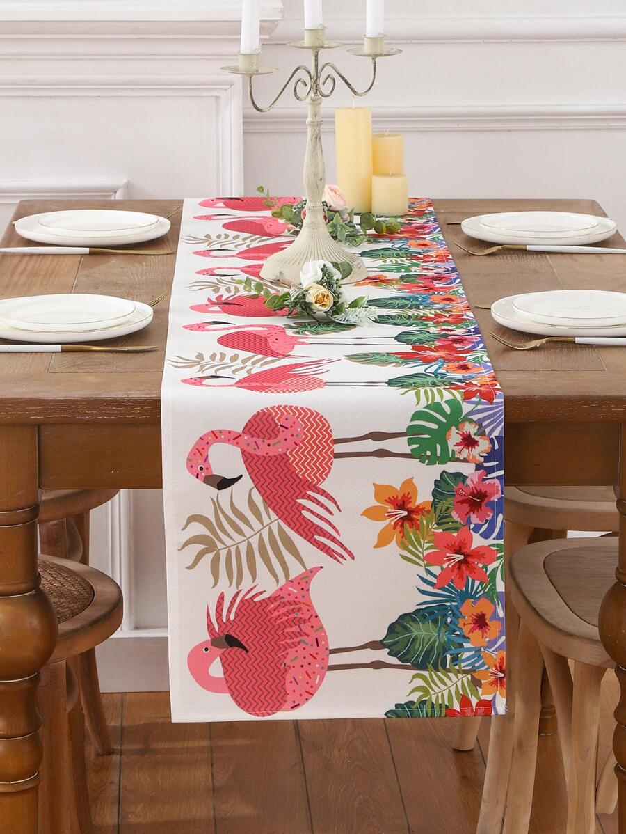 1入組熱帶圖案長方桌布 - 彩色 - 查看 1