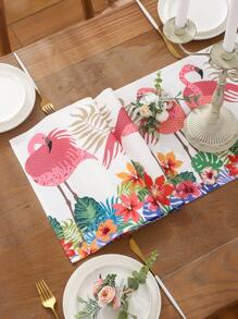1入組熱帶圖案長方桌布 - 彩色 - 查看 2