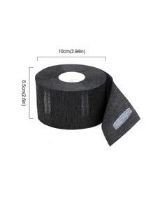 1 Roll Disposable Neck Paper, Black Haircut Bib For Hair Dressing, Dyeing, Perm, Cutting, Waterproof, Anti-broken Hair, Anti-stain - Black - View 2