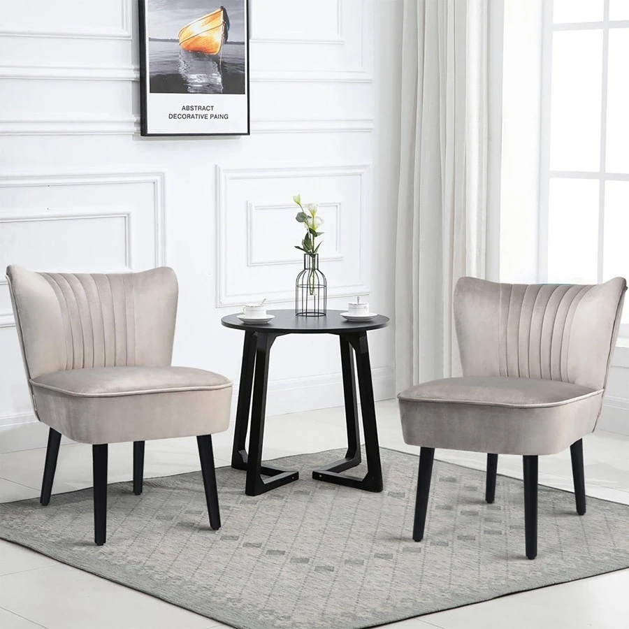 Costway Set of 2 Armless Accent Chair Upholstered Leisure Chair Single Sofa - 淺灰色 - 查看 1