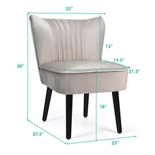 Costway Set of 2 Armless Accent Chair Upholstered Leisure Chair Single Sofa - 淺灰色 - 查看 3