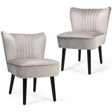 Costway Set of 2 Armless Accent Chair Upholstered Leisure Chair Single Sofa - 淺灰色 - 查看 9