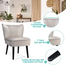 Costway Set of 2 Armless Accent Chair Upholstered Leisure Chair Single Sofa - 淺灰色 - 查看 8