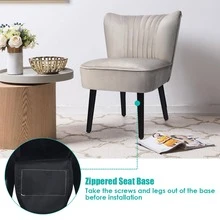 Costway Set of 2 Armless Accent Chair Upholstered Leisure Chair Single Sofa - 淺灰色 - 查看 7