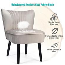 Costway Set of 2 Armless Accent Chair Upholstered Leisure Chair Single Sofa - 淺灰色 - 查看 6