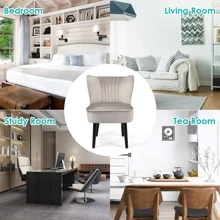 Costway Set of 2 Armless Accent Chair Upholstered Leisure Chair Single Sofa - 淺灰色 - 查看 5